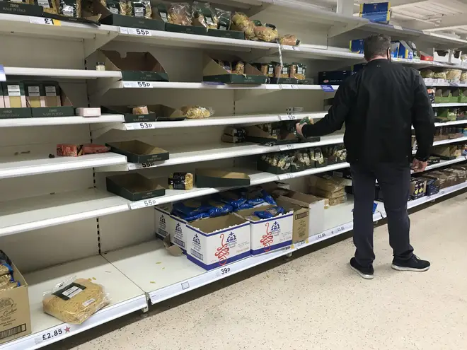 Some Tesco stores had low supplies on Sunday as panic buyers returned