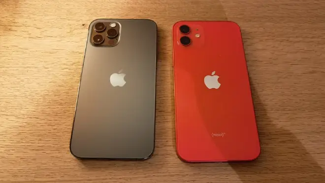 The iPhone 12 (right) and iPhone 12 Pro
