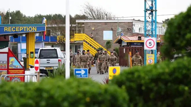 Soldiers at Pontin's in Southport where they will be staying ahead of the start of mass Covid-19 testing in Liverpool