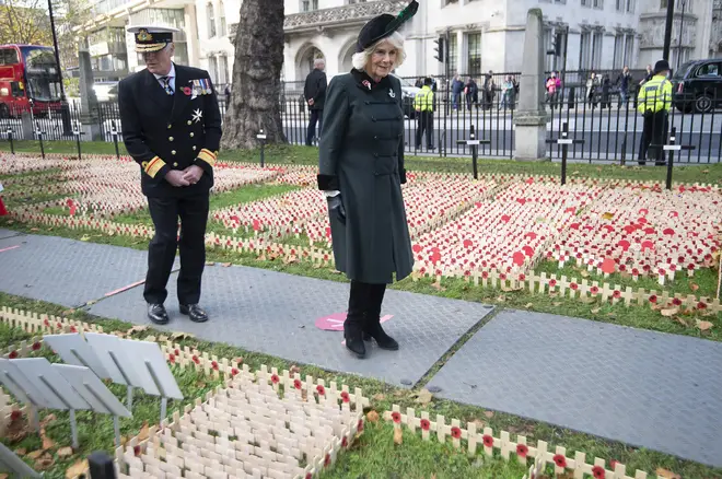 Britain's Camilla, the Duchess of Cornwall, patron of The Poppy Factory, visits the Field of Remembrance