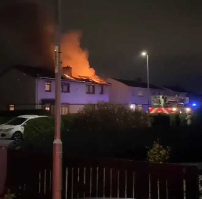 Video on social media showed huge orange flames and thick smoke