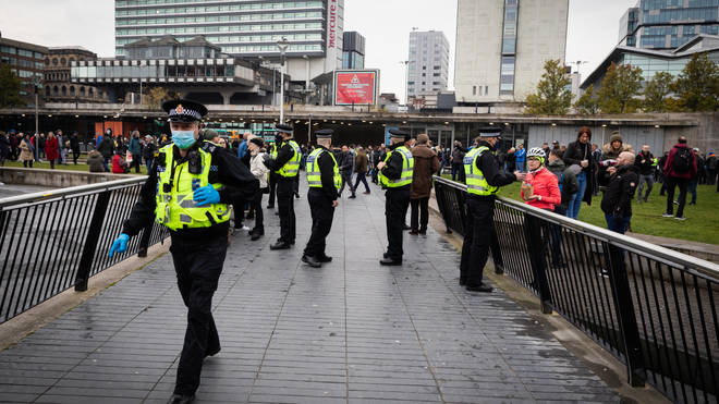 Police in Manchester have moved in on anti-lockdown protesters