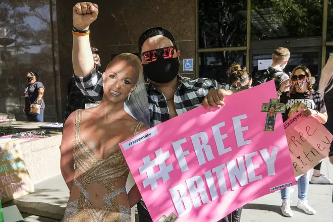 Fans of Britney Spears protested outside the Los Angeles court on Tuesday