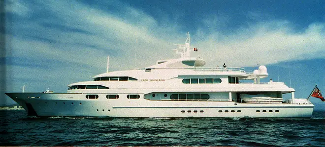 Robert Maxwell's luxury yacht, the Lady Ghislaine. Multi-millionaire Maxwell probably plunged to his death from the yacht