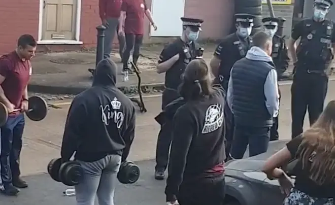 This is the moment police broke up a makeshift gym in Harlow, Essex