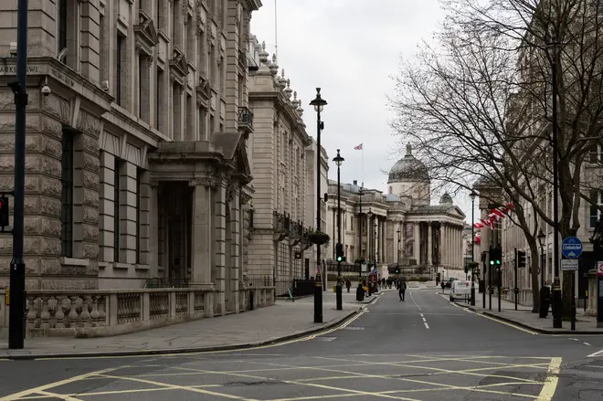 File photo: A view of almost deserted Pall Mall East in central London