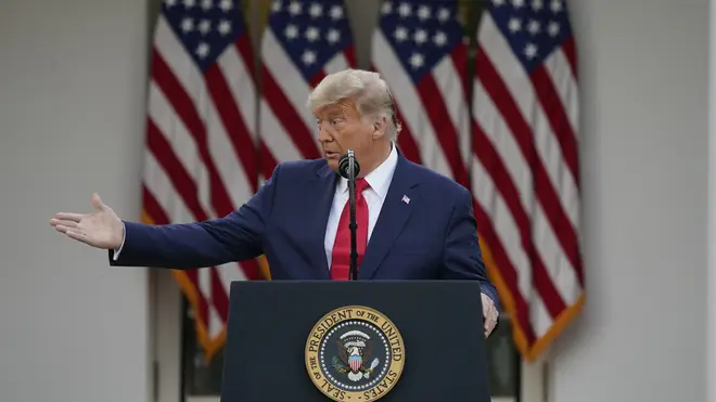President Trump spoke in the White House rose garden