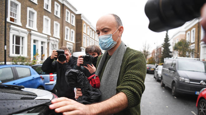 Dominic Cummings was pictured leaving his north London home on Saturday afternoon