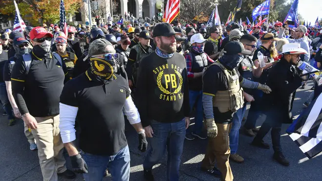 Members of neo-fascist group the Proud Boys attended the rally