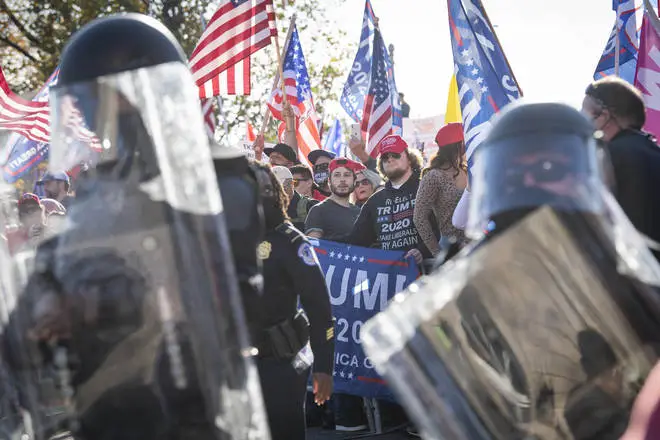 There was a heavy police presence at the pro-Trump march to avoid any clashes