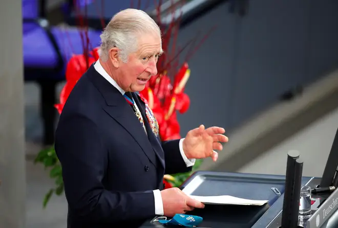 Prince Charles delivered a speech to the German parliament on Sunday