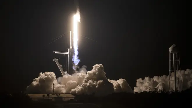 The Falcon rocket took off from the Kennedy Space Centre at 12.27am (UK time)