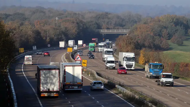 File photo: A view of the M20 motorway in Ashford, Kent