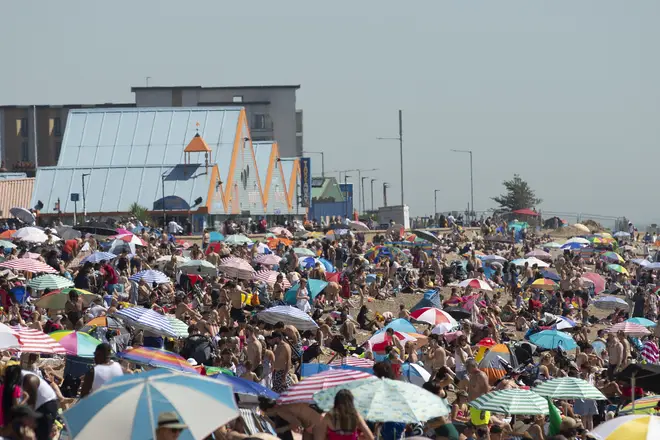 Beaches were packed across England as temperatures soared in summer