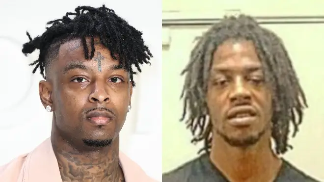 21 Savage (L) has paid tribute to his brother Terrell Davis (R)