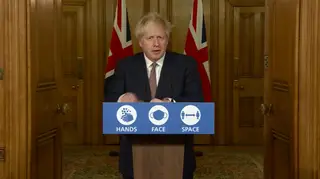 Prime Minister Boris Johnson during a media briefing on coronavirus in Downing Street