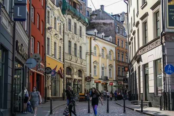 File photo: People walking by the old town street are seen in Riga, Latvia