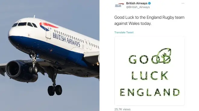 British Airways has deleted the tweet in question after irking Welsh rugby fans