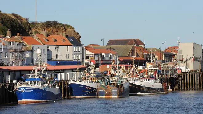 Fishing boats moored in Whitby Harbour