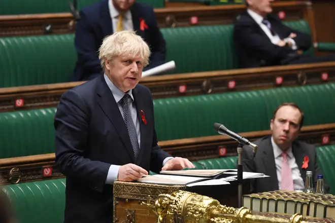 Prime Minister Boris Johnson speaking in the House of Commons