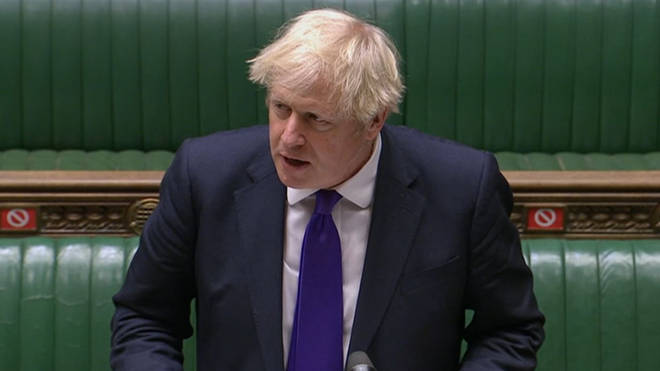 Boris Johnson was addressing MPs today at PMQs