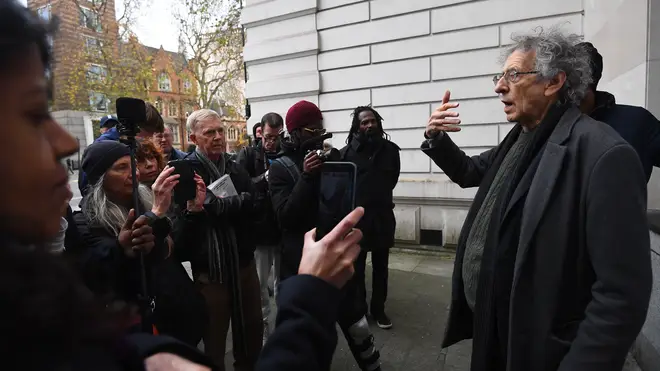 Piers Corbyn outside Westminster Magistrates' Court on Wednesday