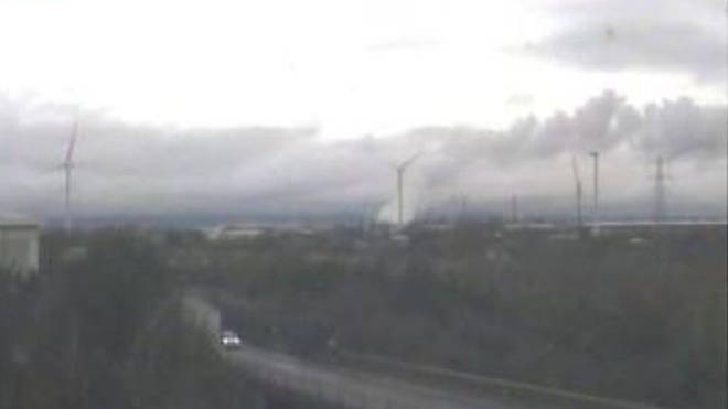 Smoke was seen from a nearby motorway