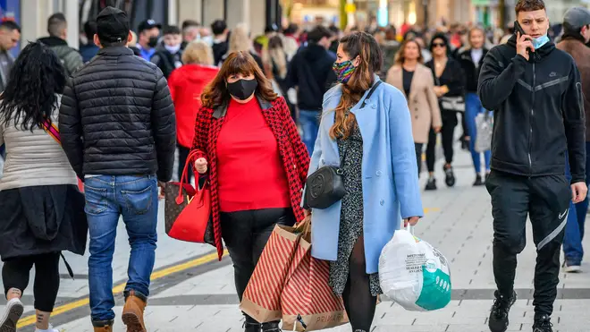 Shoppers in Cardiff, Wales, in November