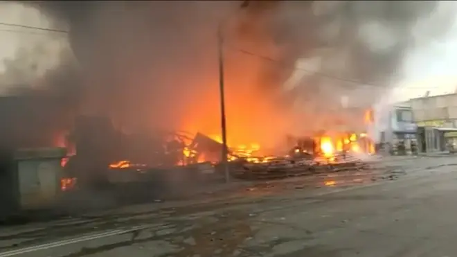 Videos showed extensive damage to the area in Rostov-on-Don.
