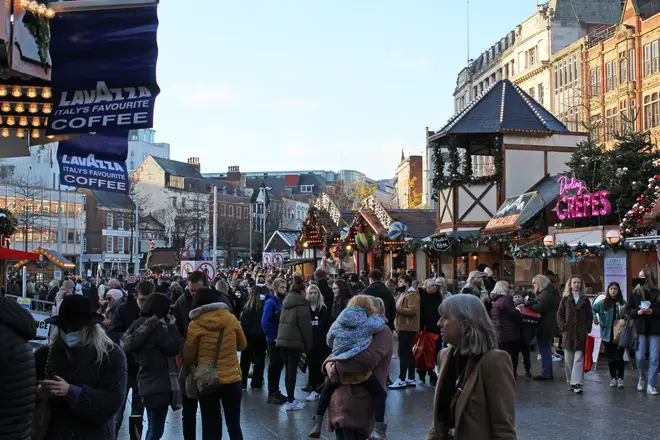 Big crowds at the Christmas market in Nottingham on Saturday