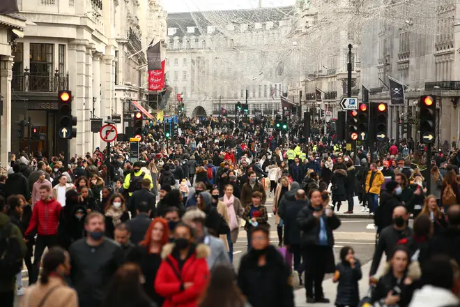 Shoppers flocked to London's Regent Street for Christmas shopping.