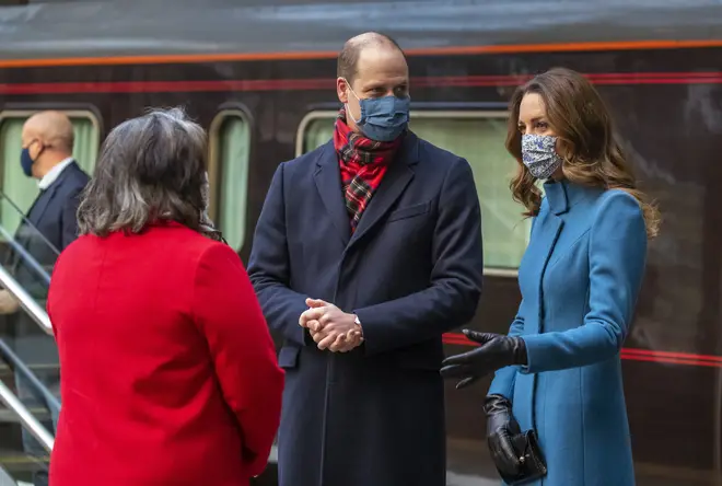 The Duke and Duchess of Cambridge are met by Deputy Lord Lieutenant Sandra Cumming