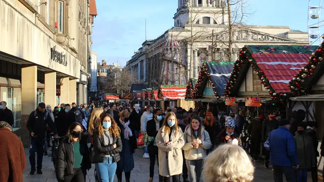 A large crowd descended on Nottingham's Christmas market on Saturday