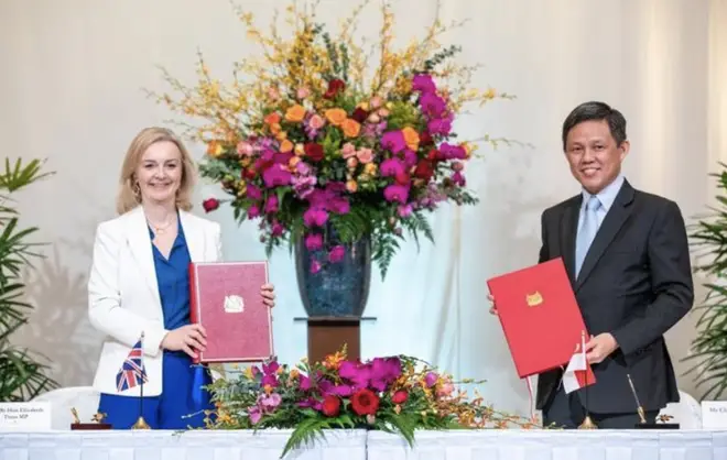 International Trade Secretary Liz Truss and Singaporean counterpart, Chan Chun Sing, Minister for Trade and Industry