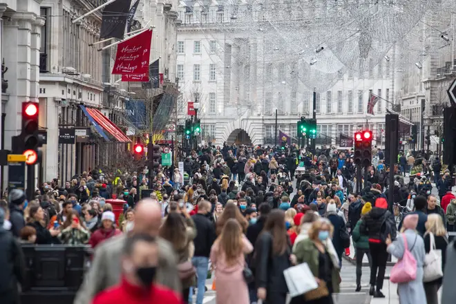 Shoppers on Regent Street, in central London