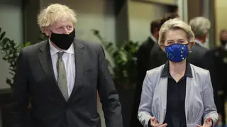 Boris Johnson pictured with Ursula von der Leyen this week in Brussels