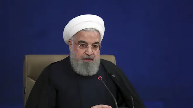 President Hassan Rouhani speaks during his press conference in Tehran, Iran (AP)