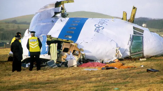 Aftermath of Pan Am Flight 103, which exploded Lockerbie in Scotland, killing 270 people