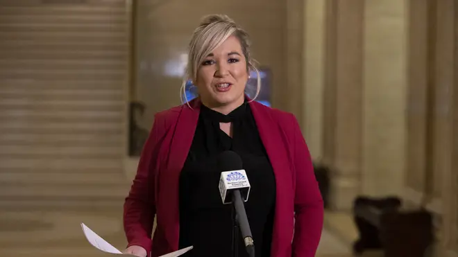 Michelle O'Neill confirmed the lockdown to reporters at Stormont