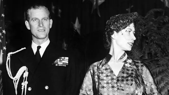 Then Princess Elizabeth and the Duke of Edinburgh at the Press Club Reception in Washington in 1951