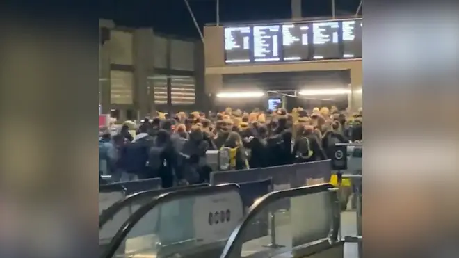 St Pancras International train station was packed on Saturday evening