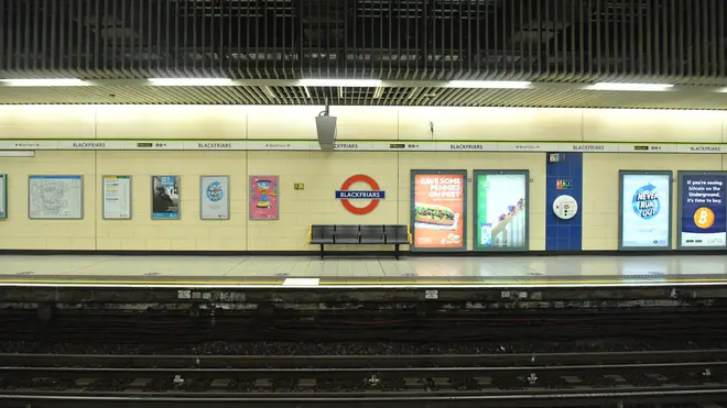 A deserted platform at Blackfriars Tube station