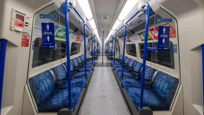 An empty London Underground train as people are urged to stay at home