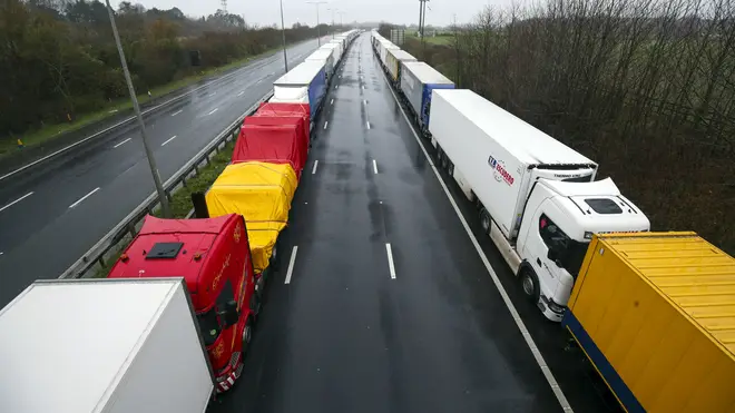 Lorries parked in Kent
