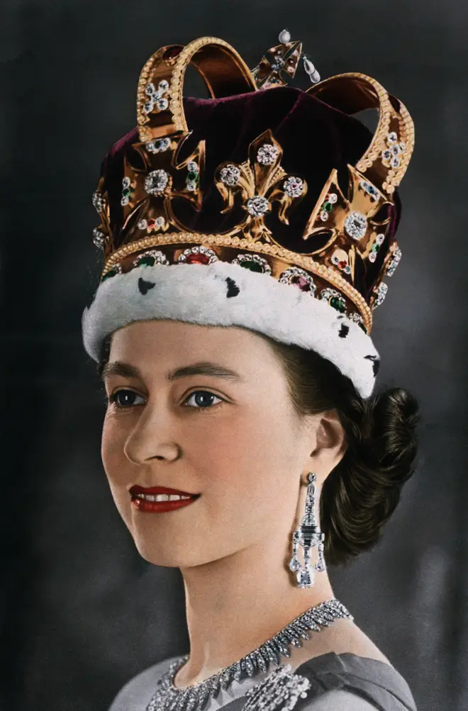 Her Majesty the Queen pictured in a portrait wearing St Edward's Crown
