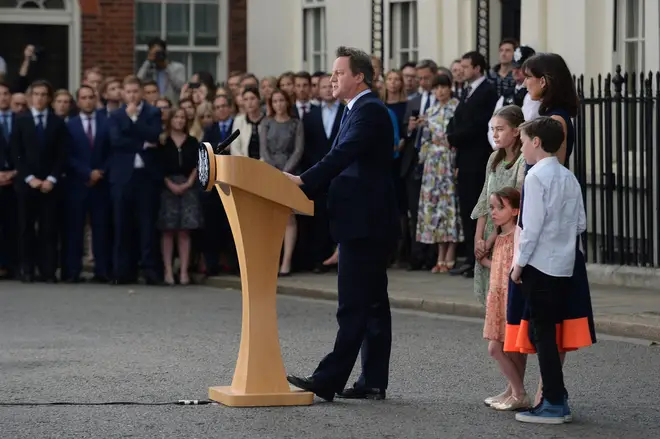 David Cameron spoke alongside his family as he left Downing Street on 13 July 2016.