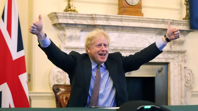 Boris Johnson reacts as a deal is struck between the UK and the EU