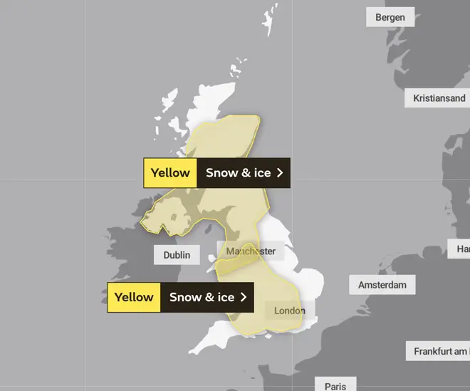 Snow and ice warnings are in place for Monday