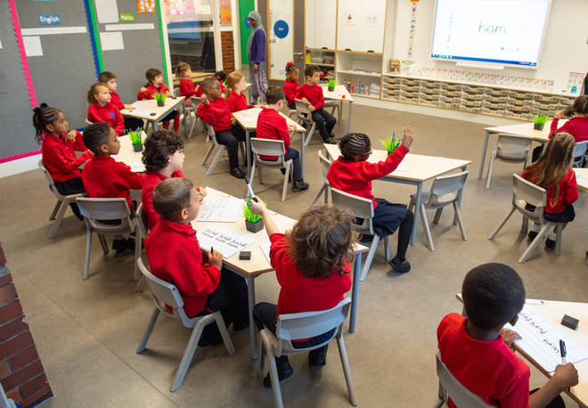 File photo: Pupils on the first day back to school at Charles Dickens Primary School in London