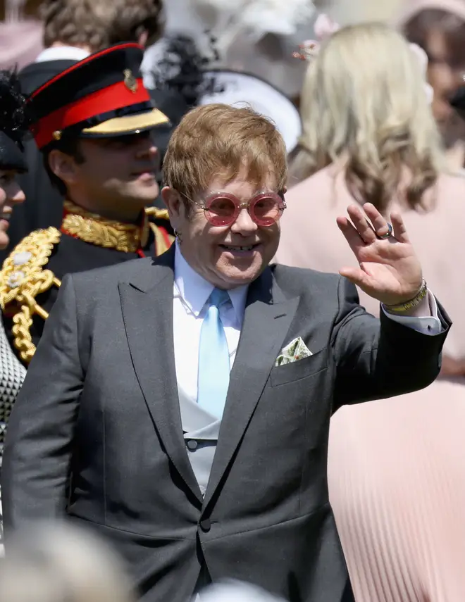 Elton John pictured at the couple's wedding